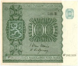 100 Markkaa 1945 Litt.B AP0812525