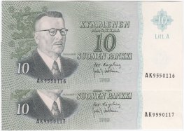 10 Markkaa 1963 Litt.A AK955011X