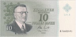 10 Markkaa 1963 Litt.A AI6602491 kl.9