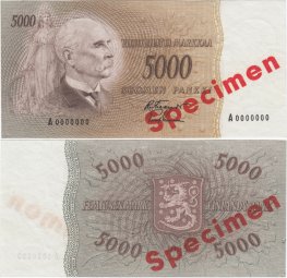 5000 Markkaa 1955 SPECIMEN