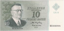 10 Markkaa 1963 Litt.A BE8380504 kl.8-9