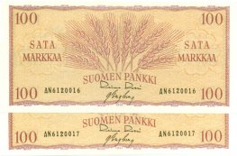 100 Markkaa 1957 AN612001X kl.8