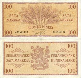 100 Markkaa 1957 AA5465102 kl.4