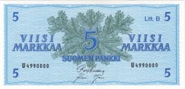 5 Markkaa 1963 Litt.B U4990000 kl.8-9
