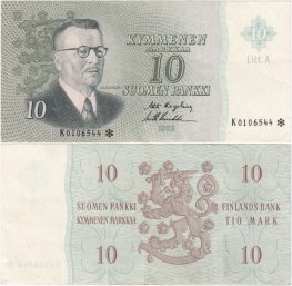 10 Markkaa 1963 Litt.A K0106544* kl.5