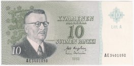10 Markkaa 1963 Litt.A AE3401058 kl.8-9