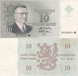 10 Markkaa 1963 Litt.A K0106324* kl.5