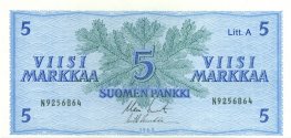 5 Markkaa 1963 Litt.A N9256864 kl.7