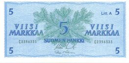 5 Markkaa 1963 Litt.A C2356333 kl.8