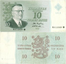 10 Markkaa 1963 Litt.A K0112589* kl.4