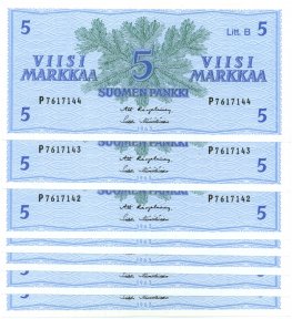 5 Markkaa 1963 Litt.B P76171XX