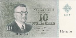 10 Markkaa 1963 Litt.A BE2461145 kl.8-9