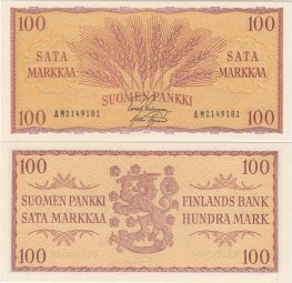 100 Markkaa 1957 AM2149181 kl.9-10