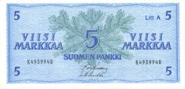 5 Markkaa 1963 Litt.A K4939948 kl.8