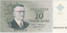 10 Markkaa 1963 Litt.A AÅ0930535* kl.6