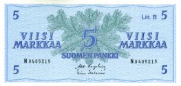 5 Markkaa 1963 Litt.B N0405815 kl.9