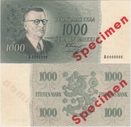 1000 Markkaa 1955 SPECIMEN
