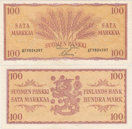 100 Markkaa 1957 AF5824307 kl.6