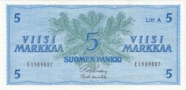 5 Markkaa 1963 Litt.A E1509887 kl.8