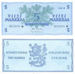 5 Markkaa 1963 Litt.A B0112194* kl.9