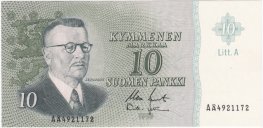 10 Markkaa 1963 Litt.A AÅ4921172 Vl.II kl.9