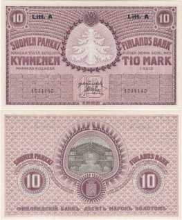 10 Markkaa 1909 Litt.A 1034140 kl.9