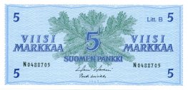 5 Markkaa 1963 Litt.B N0488705 kl.9