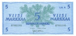 5 Markkaa 1963 Litt.A H7581193 kl.5