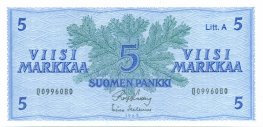 5 Markkaa 1963 Litt.A Q0996080 kl.8-9