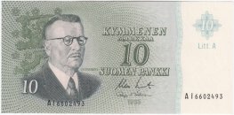10 Markkaa 1963 Litt.A AI6602493 kl.8-9