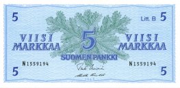 5 Markkaa 1963 Litt.B N1559194 kl.9