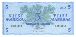 5 Markkaa 1963 Litt.A O8401042 kl.8