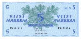 5 Markkaa 1963 Litt.B R9221216 kl.9