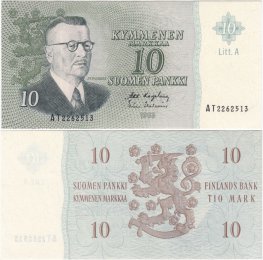 10 Markkaa 1963 Litt.A AT2262513 kl.8-9