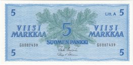 5 Markkaa 1963 Litt.A G8887439 kl.8-9