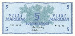 5 Markkaa 1963 X6511037 kl.8
