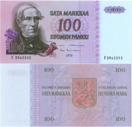 100 Markkaa 1976 F2963353 kl.8