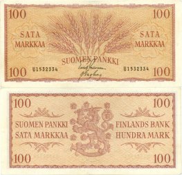 100 Markkaa 1957 U1532334 kl.6