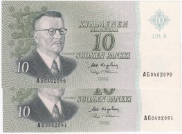 10 Markkaa 1963 Litt.A AG040209X kl.8