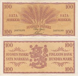 100 Markkaa 1957 J6070195 kl.5