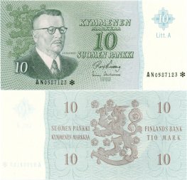 10 Markkaa 1963 Litt.A AN0587123* kl.8-9