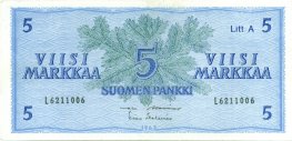 5 Markkaa 1963 Litt.A L6211006 kl.5
