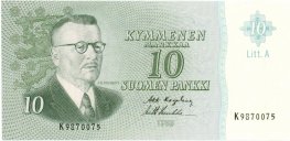 10 Markkaa 1963 Litt.A K9870075 kl.8-9