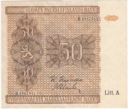 50 Markkaa 1945 Litt.A B4967951 kl.7