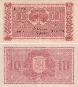 10 Markkaa 1945 Litt.A D5511994 kl.8