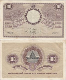 100 Markkaa 1909 1886727 kl.4-5