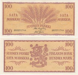 100 Markkaa 1957 AN3251744 kl.9