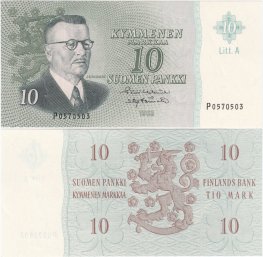 10 Markkaa 1963 Litt.A P0570503 kl.8-9