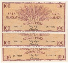 100 Markkaa 1957 E510215X kl.9