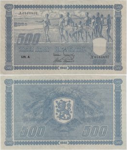 500 Markkaa 1945 Litt.A A4344857 kl.6